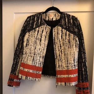 Parker Tweed Moto Blazer Jacket Size L (runs small)